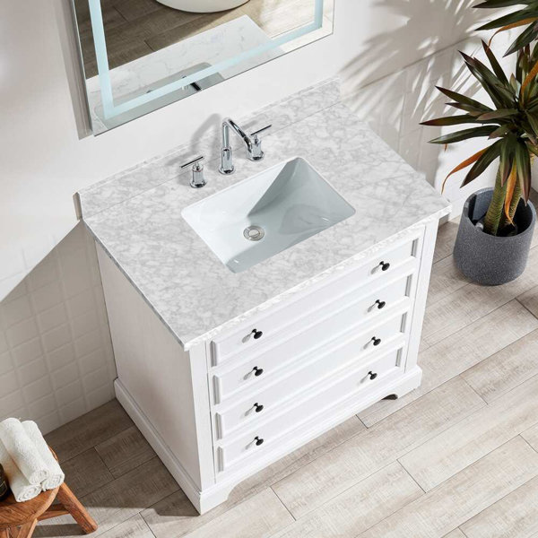 Enyibath 30 Inch Bathroom Vanity Top For Backsplash In Carrara Marble